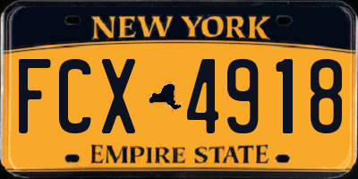 NY license plate FCX4918
