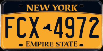 NY license plate FCX4972