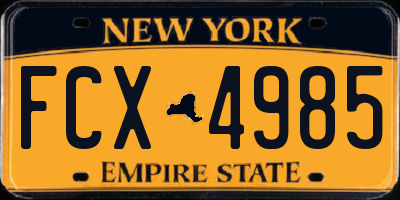 NY license plate FCX4985