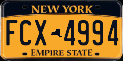 NY license plate FCX4994