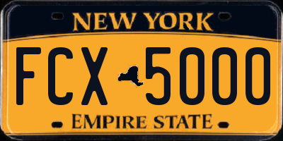 NY license plate FCX5000