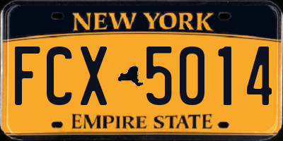 NY license plate FCX5014