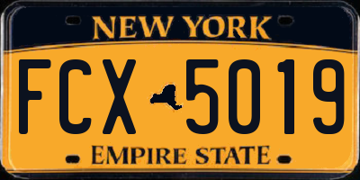 NY license plate FCX5019