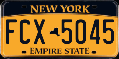 NY license plate FCX5045