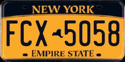 NY license plate FCX5058