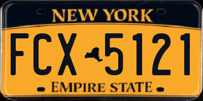 NY license plate FCX5121
