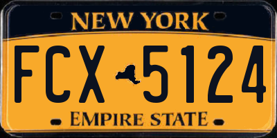 NY license plate FCX5124