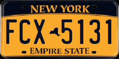 NY license plate FCX5131