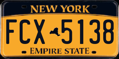 NY license plate FCX5138
