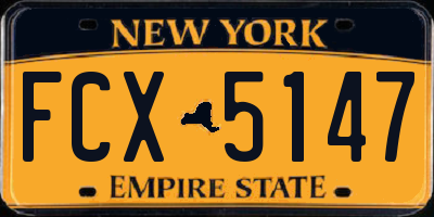 NY license plate FCX5147