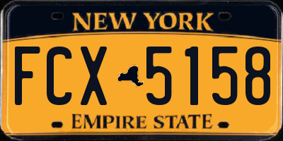 NY license plate FCX5158
