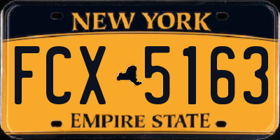 NY license plate FCX5163