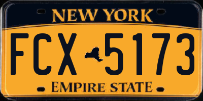 NY license plate FCX5173
