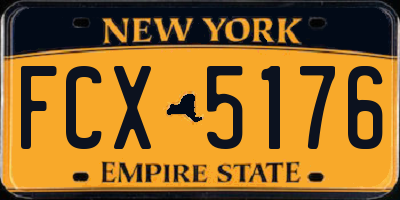 NY license plate FCX5176