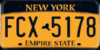 NY license plate FCX5178