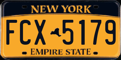 NY license plate FCX5179