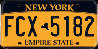NY license plate FCX5182