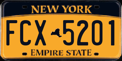 NY license plate FCX5201