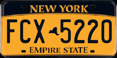 NY license plate FCX5220