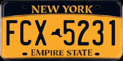 NY license plate FCX5231