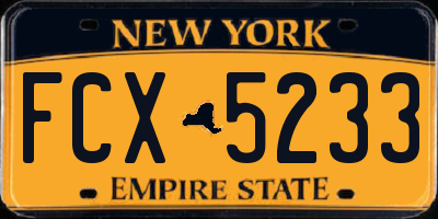 NY license plate FCX5233