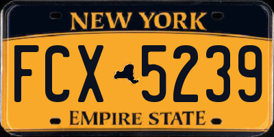 NY license plate FCX5239