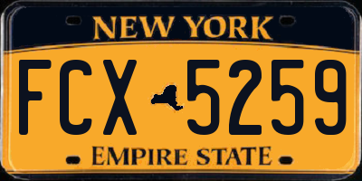 NY license plate FCX5259
