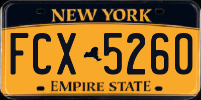 NY license plate FCX5260