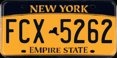 NY license plate FCX5262