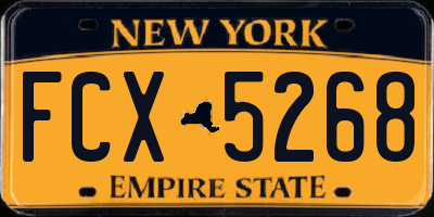 NY license plate FCX5268