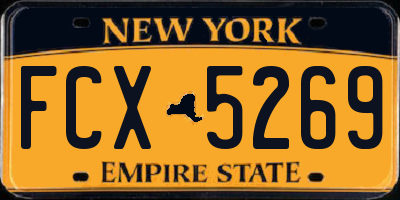 NY license plate FCX5269