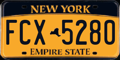 NY license plate FCX5280