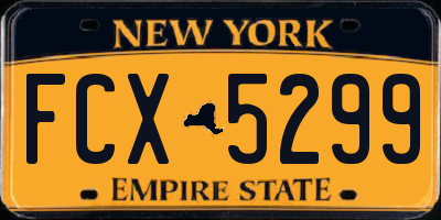 NY license plate FCX5299
