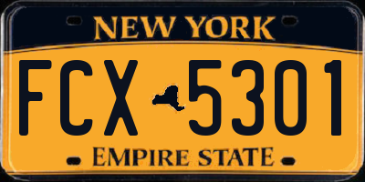 NY license plate FCX5301