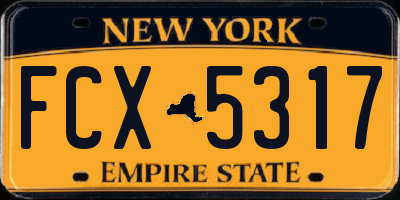 NY license plate FCX5317
