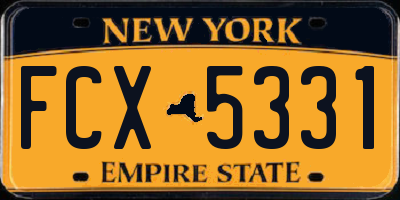 NY license plate FCX5331