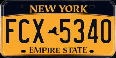 NY license plate FCX5340