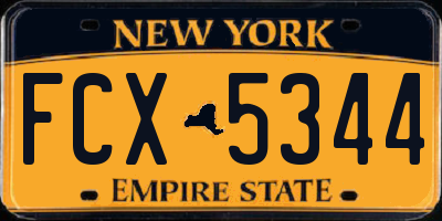 NY license plate FCX5344