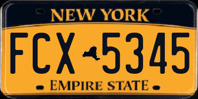 NY license plate FCX5345