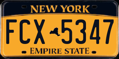 NY license plate FCX5347