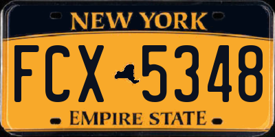 NY license plate FCX5348