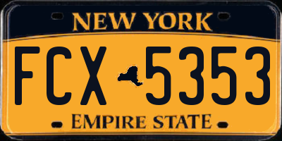 NY license plate FCX5353