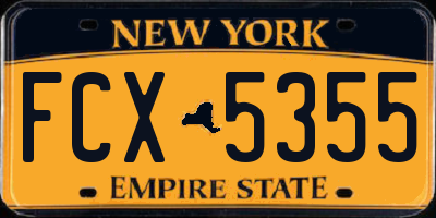 NY license plate FCX5355
