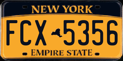 NY license plate FCX5356