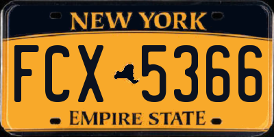 NY license plate FCX5366
