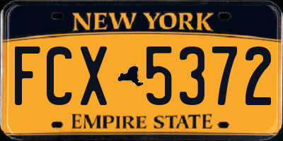 NY license plate FCX5372
