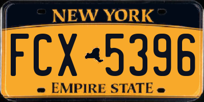 NY license plate FCX5396