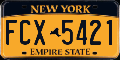 NY license plate FCX5421