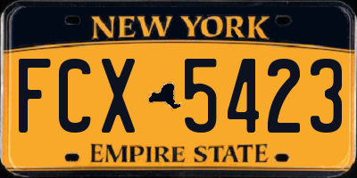 NY license plate FCX5423