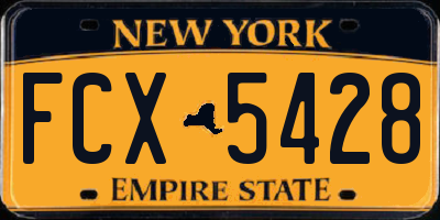NY license plate FCX5428